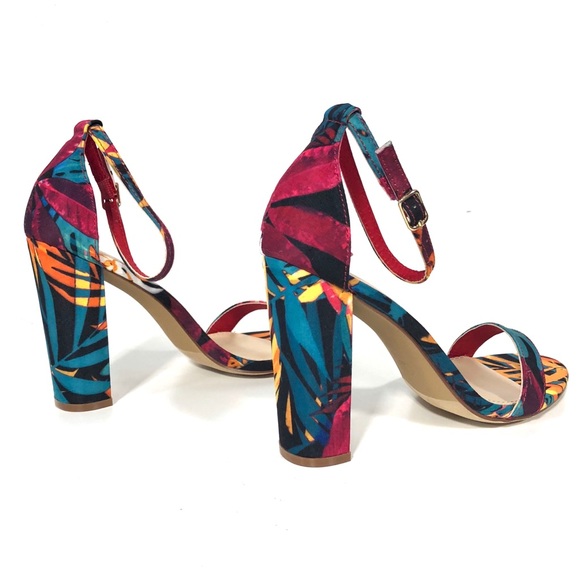 Liliana Multi-Color Block Heels Open Toe - Picture 3 of 5